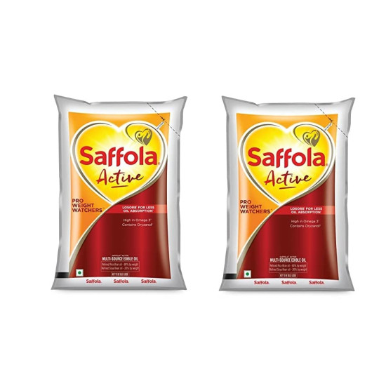 Saffola Active Refined Oil - Healthy Cooking Oil 1L Pouch