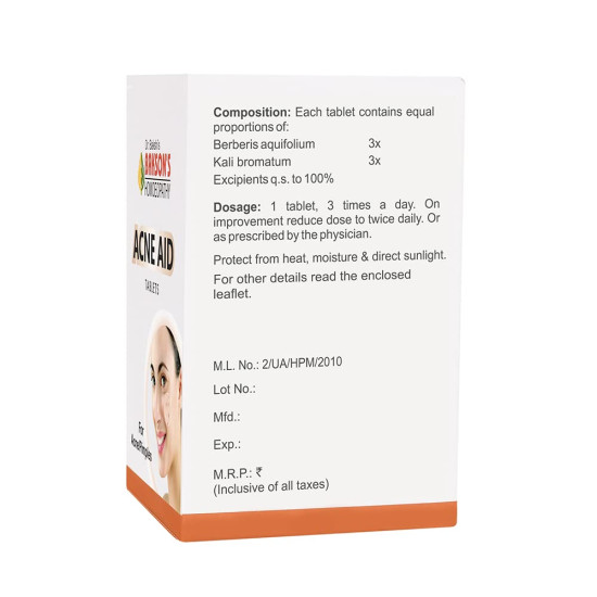 Dr. Bakshi's BAKSON'S HOMOEOPATHY ACNE AID TABLETS - Effective Acne Treatment