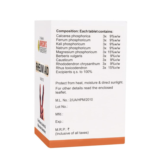 Dr. Bakshi's BAKSON'S HOMOEOPATHY RHEUM AID TABLETS - Joint Pain Relief