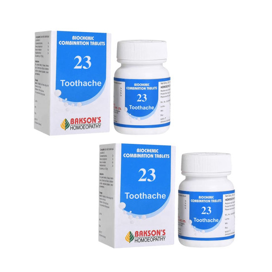 Dr. Bakshi's BAKSON'S HOMOEOPATHY Biochemic Combination Tablets # 23 - Toothache Relief