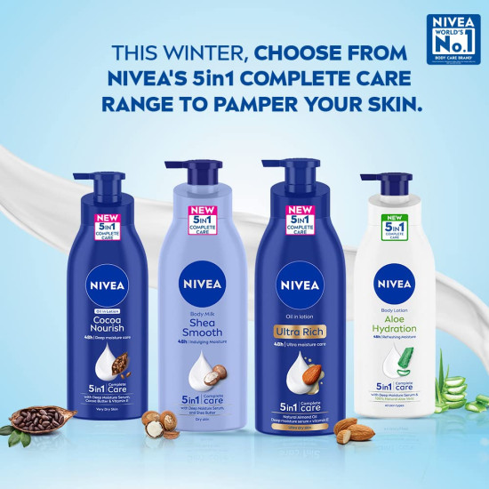 NIVEA Cocoa Nourish Body Lotion - 48H Deep Moisturization for Very Dry Skin