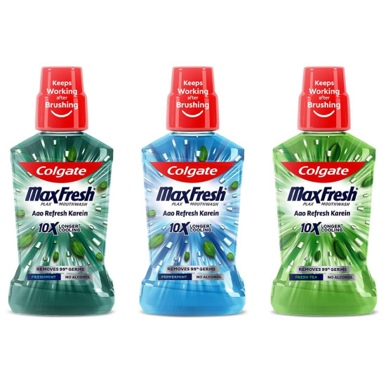 Colgate Plax Mouthwash Trio - Peppermint, Fresh Tea, Fresh Mint - Ultimate Freshness