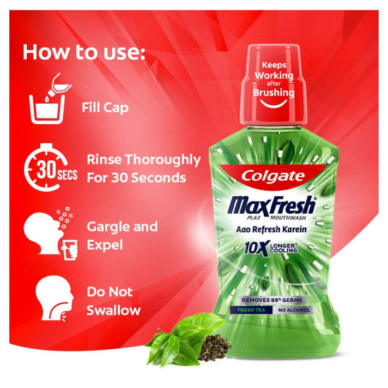 Colgate Plax Mouthwash Collection - Fresh Mint, Fresh Tea & Pepper Mint - 500 ml