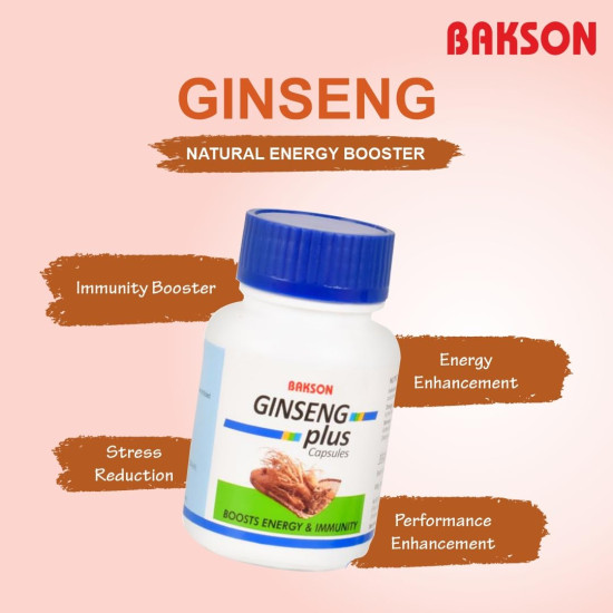 Dr. Bakshi's Bakson's Homeopathy Ginseng Plus Capsules - Boost Energy & Immunity