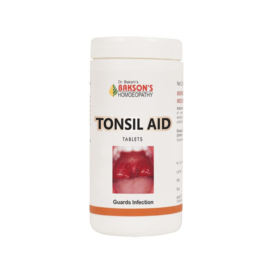 Dr. Bakshi's Bakson's Homeopathy Tonsil Aid Tablets - 200 Tabs - Relief for Tonsillitis