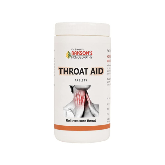 Dr. Bakshi's BAKSON'S HOMOEOPATHY THROAT AID TABLETS - Natural Sore Throat Relief