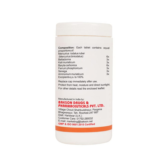Dr. Bakshi's BAKSON'S HOMOEOPATHY THROAT AID TABLETS - Natural Sore Throat Relief