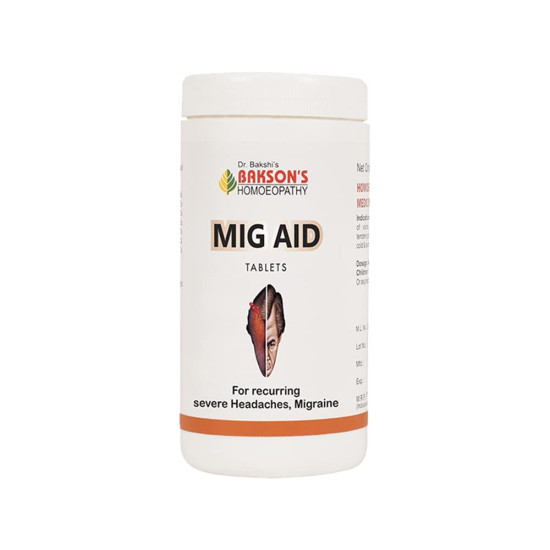 Dr. Bakshi's BAKSON'S HOMOEOPATHY MIG AID TABLETS - Effective Headache Relief