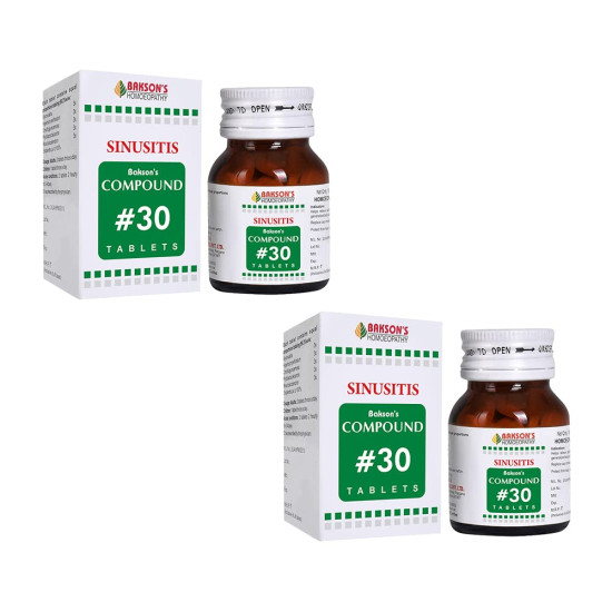Dr. Bakshi's BAKSON'S HOMOEOPATHY COMPOUND #30 TABLETS - Sinusitis Relief