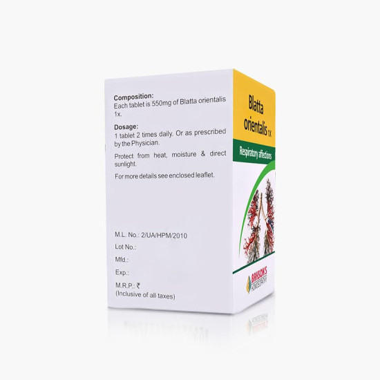 Dr. Bakshi's BAKSON'S HOMOEOPATHY BLATTA ORIENTALIS -1X-50TAB - Effective Homeopathic Remedy