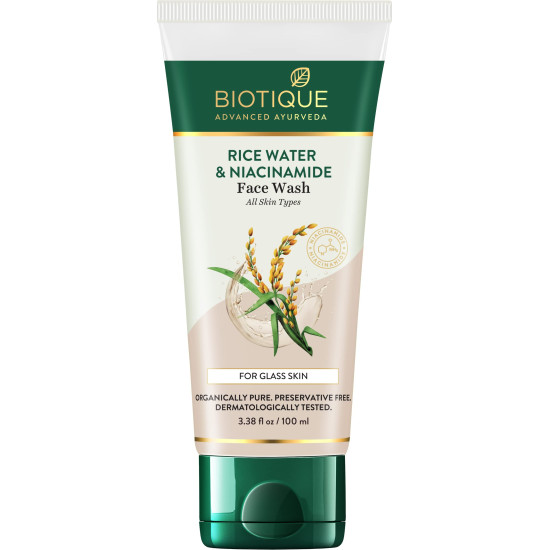 Biotique Rice Water & Niacinamide Gel Face Wash - Removes Excess Oils & Reduces Blemishes