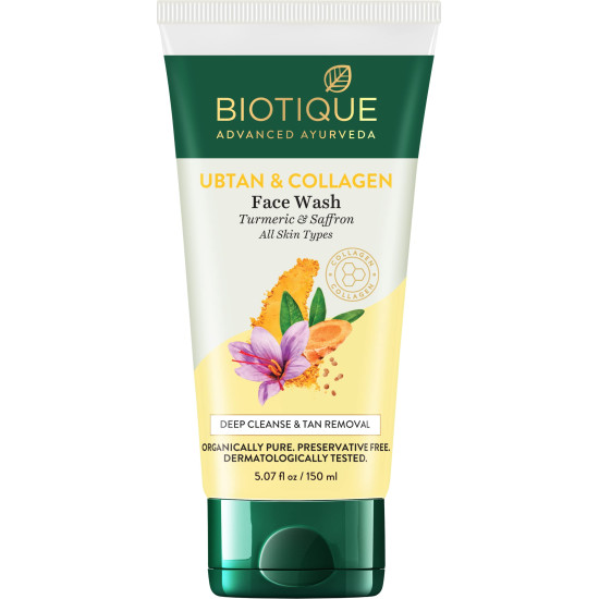 Biotique Ubtan & Collagen Face Wash - Gentle Exfoliation & Tan Removal