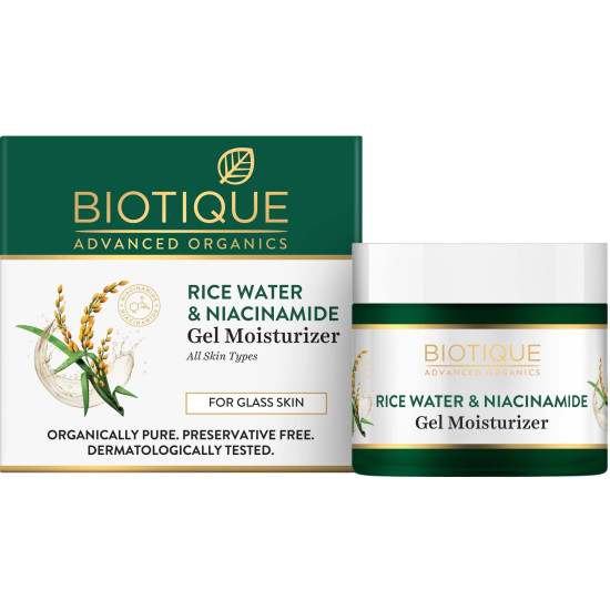 Biotique Rice Water & Niacinamide Gel Moisturizer - All Day Hydration & Natural Glow