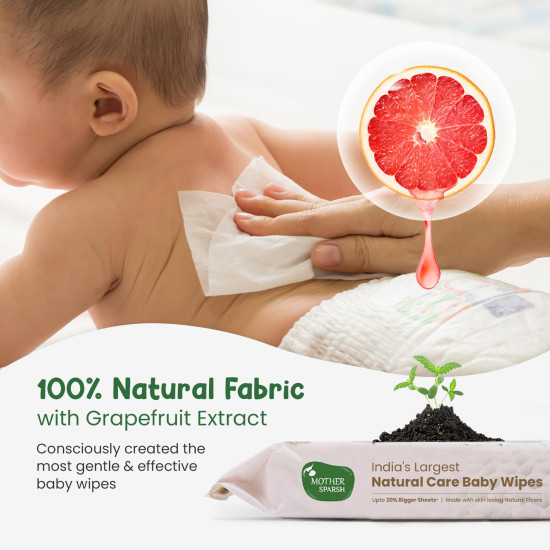 Mother Sparsh Natural Care Baby Wipes - 100% Plant Made Fabric Mother Sparsh Natural Care Baby Wipes - 100% Plant Made Fabric