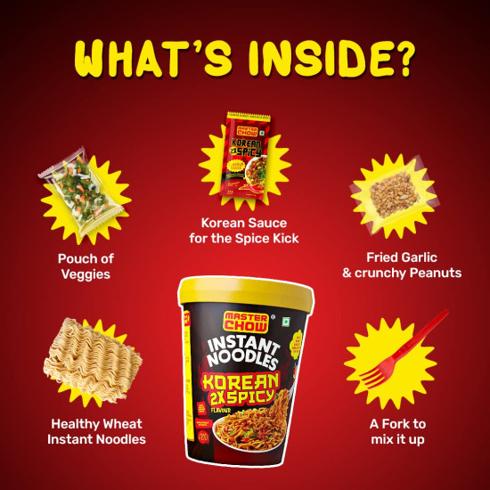 MasterChow Instant Cup Noodles - 2X Korean Flavor | Healthy Wheat Cup Noodles