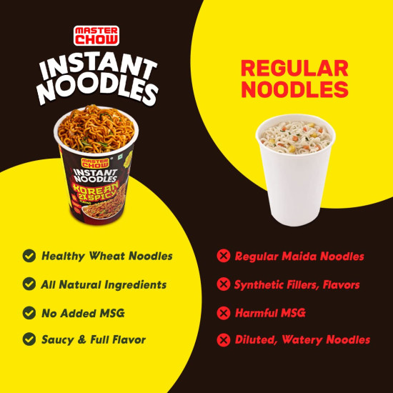 MasterChow Instant Cup Noodles - 2X Korean Flavor | Healthy Wheat Cup Noodles