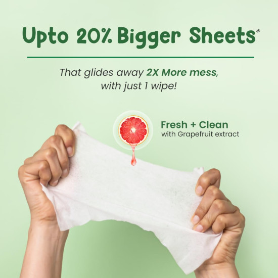 Mother Sparsh Natural Care Baby Wipes - 100% Plant Made Fabric with Grapefruit