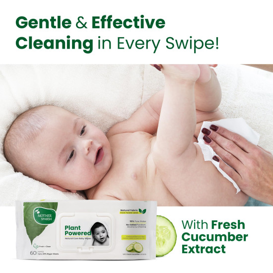 Mother Sparsh Natural Care Baby Wipes - 100% Plant Made Fabric Mother Sparsh Natural Care Baby Wipes - 100% Plant Made Fabric