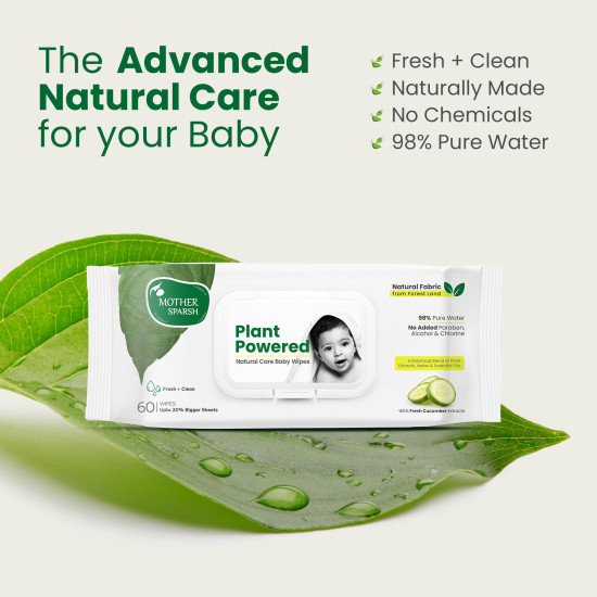 Mother Sparsh Natural Care Baby Wipes - 100% Plant Made Fabric Mother Sparsh Natural Care Baby Wipes - 100% Plant Made Fabric