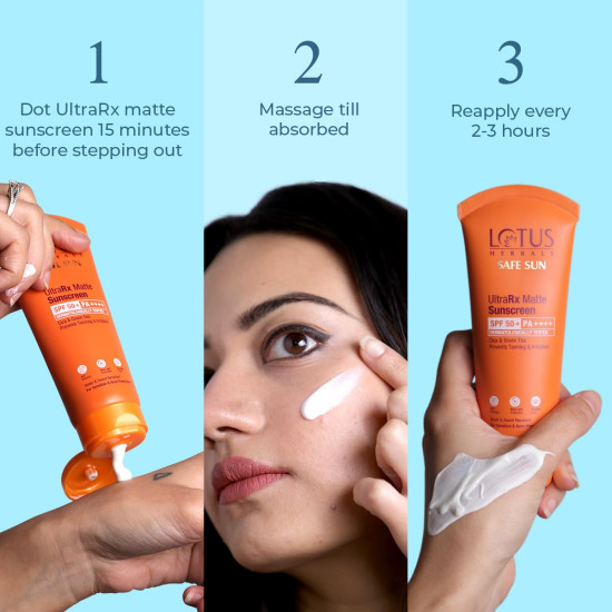 Lotus Herbals UltraRX Matte Sunscreen SPF 50+ PA++++ - For Sensitive and Acne-Prone Skin
