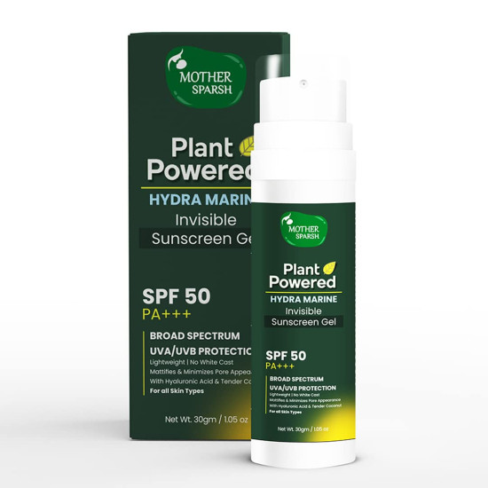 Mother Sparsh Plant Powered Hydra Marine Invisible Sunscreen Gel - SPF 50 PA+++
