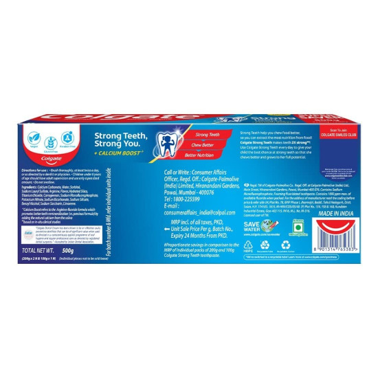 Colgate Strong Teeth Toothpaste - Cavity Protection & Calcium Boost