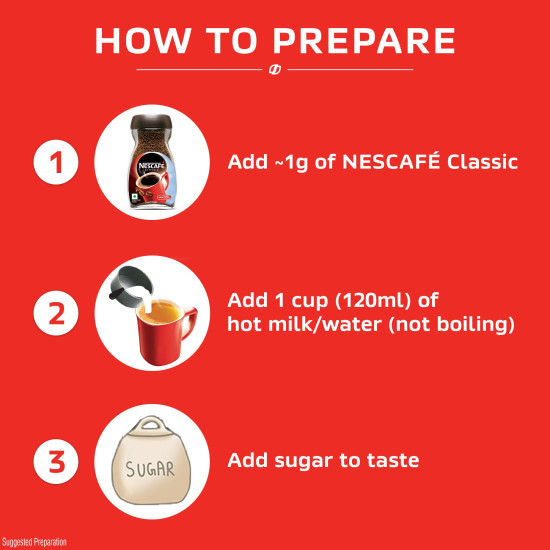 NESCAFE Classic Instant Coffee Powder - Bold Taste with FREE Red Mug