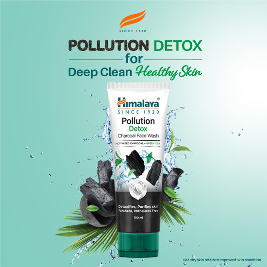 Himalaya Pollution Detox Charcoal Face Wash | 100ml - Activated Charcoal & Green Tea