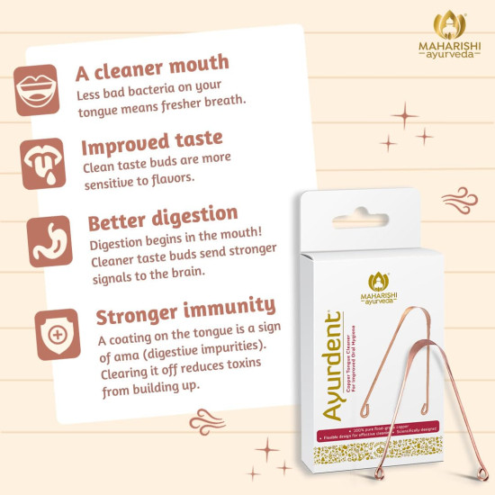 Maharishi Ayurveda Ayurdent Tongue Cleaner - Premium Copper Oral Hygiene Tool