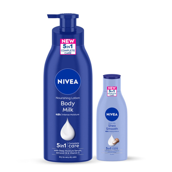 Nivea Body Milk 400ml & Shea Smooth Milk 120ml - 5 in 1 Complete Care
