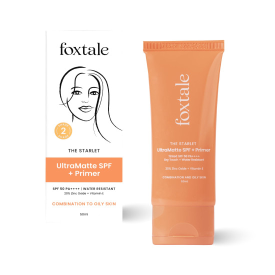 Foxtale Tinted Sunscreen SPF 50 PA++++ & Primer - Water Resistant, No White Cast