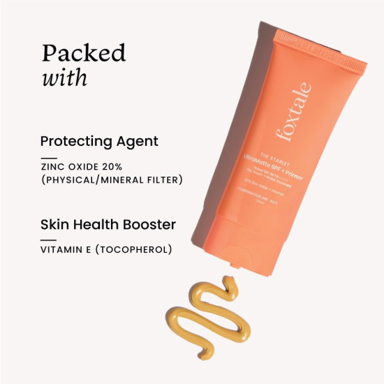 Foxtale Tinted Sunscreen SPF 50 PA++++ & Primer - Water Resistant, No White Cast