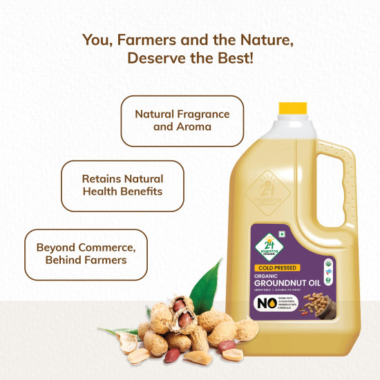24 Mantra Cold Pressed Groundnut Oil - 100% Organic & Chemical-Free