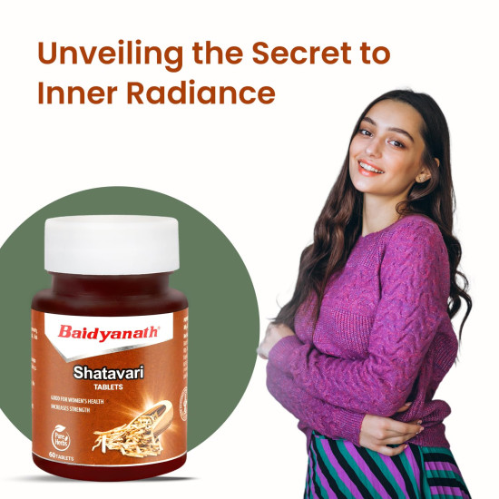 Baidyanath Shatavari Tablets: Hormonal Balance and Wellness Support for Women - 60 Tab (Pack of 1)