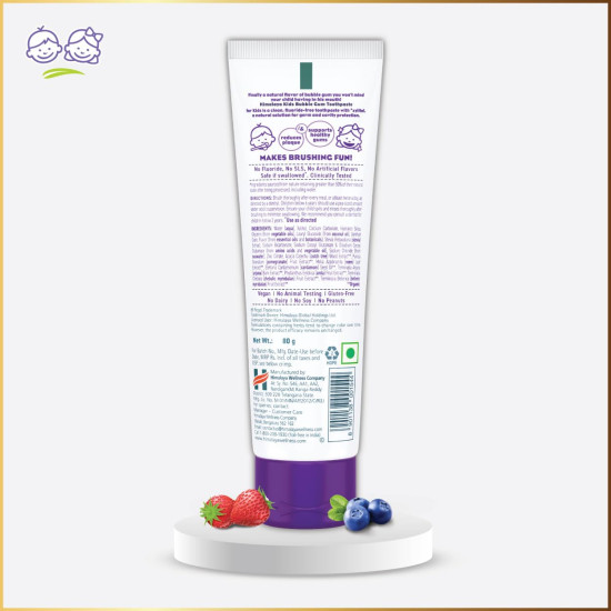Himalaya Kids Bubble Gum Toothpaste 80 Gm - Fluoride-Free Dental Care
