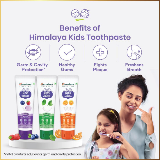 Himalaya Kids Bubble Gum Toothpaste 80 Gm - Fluoride-Free Dental Care