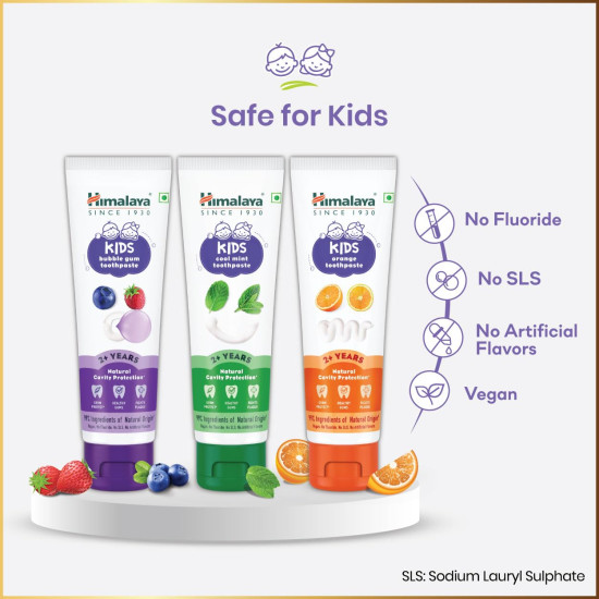 Himalaya Kids Bubble Gum Toothpaste 80 Gm - Fluoride-Free Dental Care