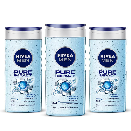 Nivea Men Body Wash, Pure Impact - Purifying Micro Particles