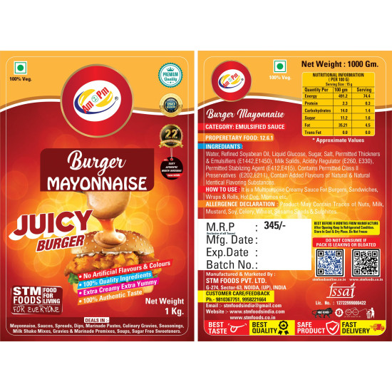 Am 2 Pm Burger Mayonnaise Spread - Multipurpose Creamy Sauce