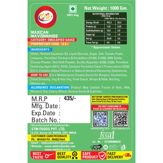 Am 2 Pm Mexican Mayonnaise 1kg - Multipurpose Creamy Sauce
