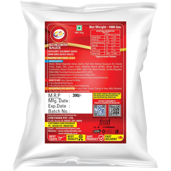Am 2 Pm Schezwan Sauce - Spicy Chinese Stir-Fry & Dipping Sauce 1KG