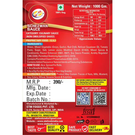 Am 2 Pm Schezwan Sauce - Spicy Chinese Stir-Fry & Dipping Sauce 1KG