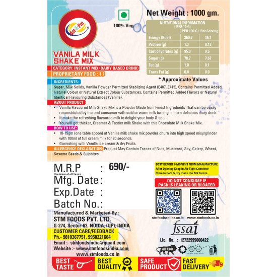 Am 2 Pm Premium Silky Smooth Vanilla Milkshake Mix - Instant Premix Drink