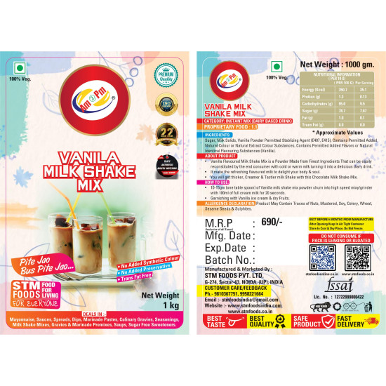 Am 2 Pm Premium Silky Smooth Vanilla Milkshake Mix - Instant Premix Drink