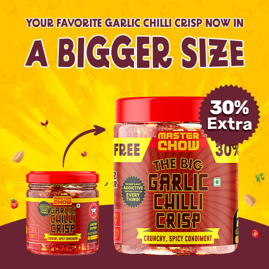 MasterChow Chilli Garlic Crisp - 30% Extra with Sichuan Peppercorns