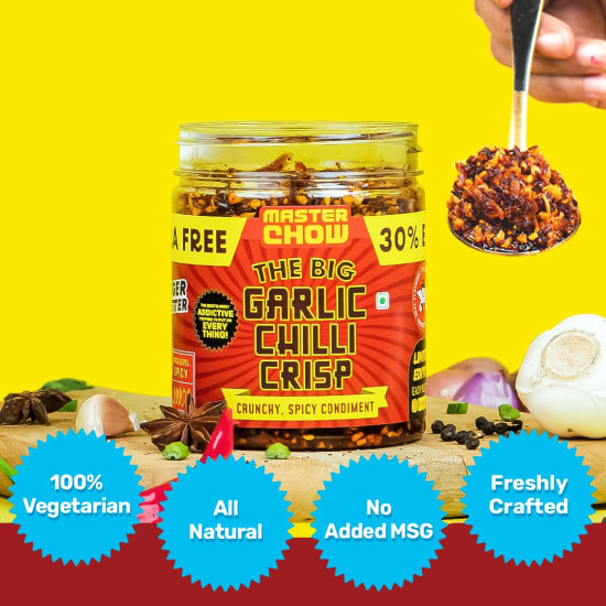 MasterChow Chilli Garlic Crisp - 30% Extra with Sichuan Peppercorns
