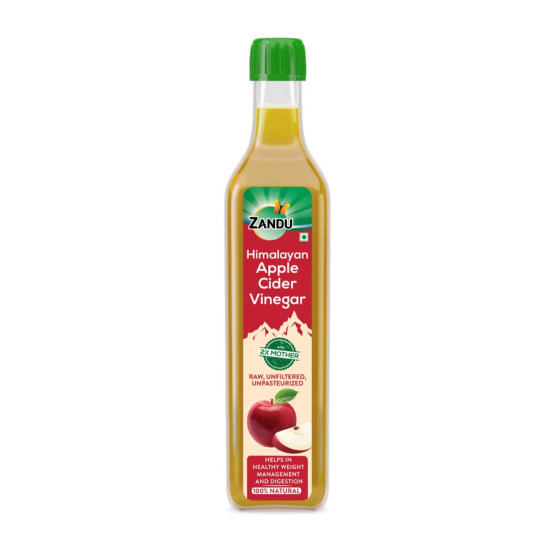 Zandu Himalayan Apple Cider Vinegar| Goodness of 2x Mother of Vinegar| Sourced from Himalayan Farms| Raw, Unfiltered & Unpasteurized Ayurvedic ACV 500ml