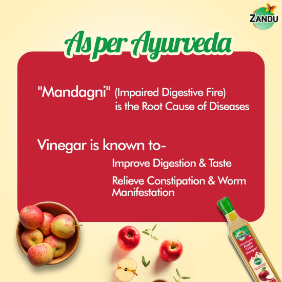 Zandu Himalayan Apple Cider Vinegar| Goodness of 2x Mother of Vinegar| Sourced from Himalayan Farms| Raw, Unfiltered & Unpasteurized Ayurvedic ACV 500ml