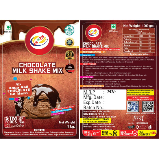 Am 2 Pm Chocolate Milkshake Mix - Premium Silky Smooth