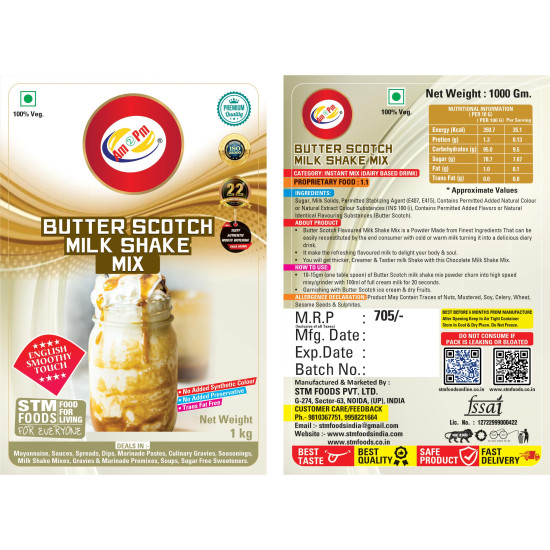 Am 2 Pm Premium Silky Smoothy Milk Shake Mix - Butter Scotch Flavor